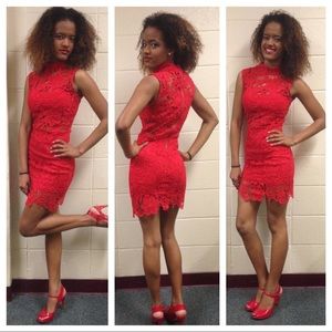 Lace, sexy red dress